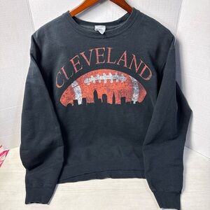 Vintage Cleveland Football Black Graphic Crewneck Sweatshirt Size Lg